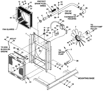 Cooling And System And Fan Drive 4.2l G3 Tel Diagram and Parts List for 0057091 (5304977)(2009) Generac Generator