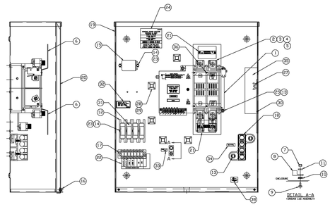 Av 200a 600v 2-Pole Trnsfr Sw Diagram and Parts List for 0044741 (3580728 - 3694588)(2014) Generac Generator
