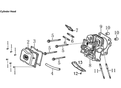 Cylinder Head Diagram and Parts List for 005939-6  Generac Generator