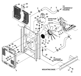 C3 Cooling System And Fan Drive Diagram and Parts List for QT04554AVSNA (4413178 - 4808303)(2007) Generac Generator