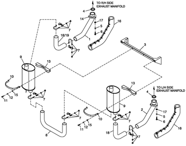 Muffler 5.4l/6.8l Cpl Exhaust C3 O/S Diagram and Parts List for QT05554AVNNA (5667087 - 5693557)(2009) Generac Generator
