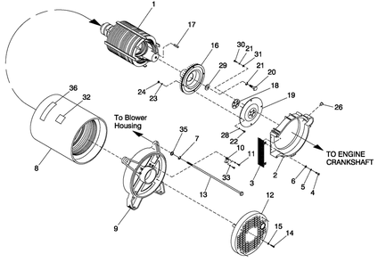 Alternator Common Parts Diagram and Parts List for 0041260 (3167756 - 3214478)(2014) Generac Generator