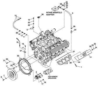 Engine Common Parts R/H Side 4.6l G3 Fwd Diagram and Parts List for BT08046JNSN (3208V28959)(2008) Generac Generator