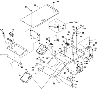 Control Panel 1 Diagram and Parts List for 0052470 (4913782 - 4933931)(2007) Generac Generator