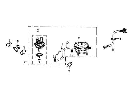 Carburetor Diagram and Parts List for 006001-0  Generac Generator