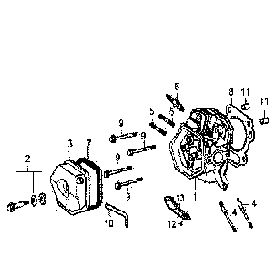 Cylinder head Diagram and Parts List for 5941-1  Generac Generator