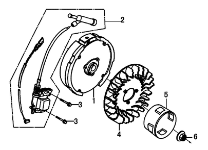 Flywheel Diagram and Parts List for 0065490 (9137065 - 9924595)(2015) Generac Generator