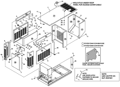 Ev Encl Acoustic 1.5l Diagram and Parts List for 0049132 (3797302 - 3797704)(2003) Generac Generator
