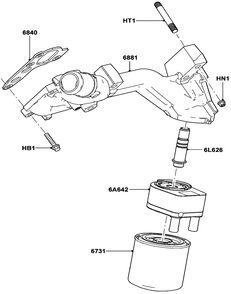 5.4l Gas Engine Oil Filter Diagram and Parts List for QT08054ANSNA (5981037 - 5981038)(2010) Generac Generator