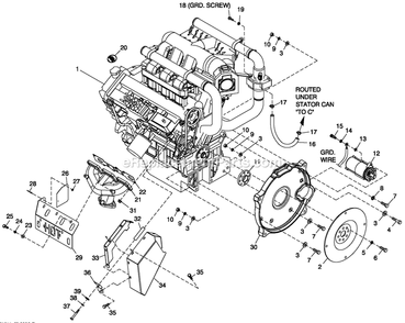 Engine Common Parts 3.0l G3 L/H Side Diagram and Parts List for QT06030JVAN (5098532)(2008) Generac Generator