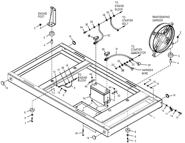 Mounting Base Diagram and Parts List for 0049881 (3997157 - 4169664)(2005) Generac Generator