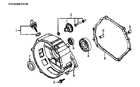 Crankcase cover Diagram and Parts List for GP6500E-5941-3  Generac Generator