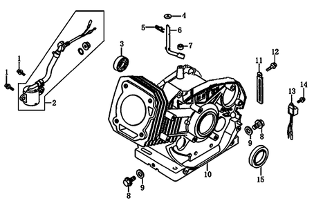 Crankcase Diagram and Parts List for 0059763 (9429553A)(2015) Generac Generator