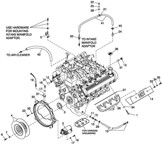 Engine Common Parts R/H Side 5.4l Cpl Diagram and Parts List for QT05554AVNNA (4495265 - 4709649)(2007) Generac Generator