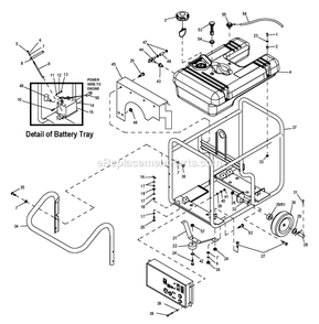Ev Handle Frame, Wheels And Tank Diagram and Parts List for 0057341 (9366550 - 50069417)(2015) Generac Generator