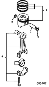 Piston And Con-Rod Diagram and Parts List for 0068640 (9865295 - 9878373)(2015) Generac Generator