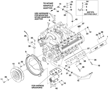 Engine Common Parts R/H Side Diagram and Parts List for QT07068ANANA (5217447)(2008) Generac Generator
