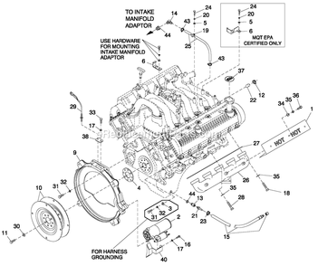 Engine Common Parts R/H Side (6.8l Cpl) Diagram and Parts List for QT07068GNNNA (5011556)(2008) Generac Generator