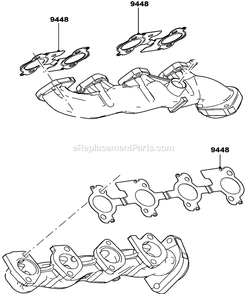 Gas Engine Exhaust Manifolds Diagram and Parts List for LT05554GVSNA (GXB00827 - )(2010) Generac Generator