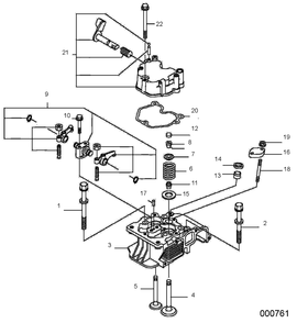 Cylinder Head And Cover Diagram and Parts List for 0068640 (9865295 - 9878373)(2015) Generac Generator