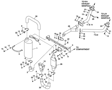 Muffler Exhaust Diagram and Parts List for HT04542ANAX (6264225)(2011) Generac Generator