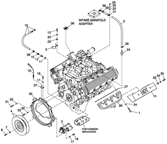 Engine Common Parts R/H Side 4.6l G3 Fwd Diagram and Parts List for CT08046ANSN (3507V24654)(2007) Generac Generator