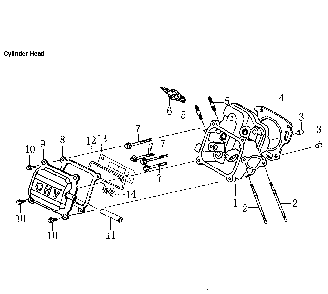 Cylinder Head Diagram and Parts List for 006436-0  Generac Pressure Washer