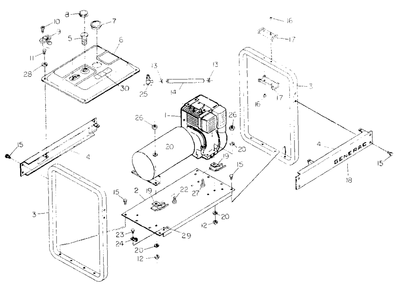 Mounting Base No. 68873-E Model No. 8896-0 Diagram and Parts List for R5000 (8896-0)(8896-0) Generac Generator