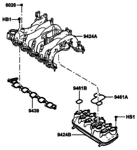 Gas Engine Intake Manifold Diagram and Parts List for ET07068ANAN (5713896 - 5713897)(2009) Generac Generator