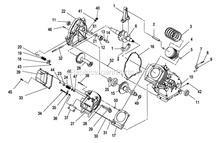 Long Block Repair Parts Diagram and Parts List for 0056960 (5142282 - 5269750)(2009) Generac Generator