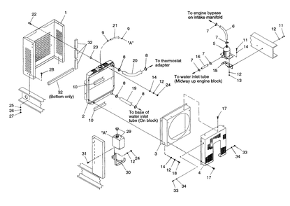 Radiator (15 And 20 Kw) Diagram and Parts List for 4188-1  Generac Generator