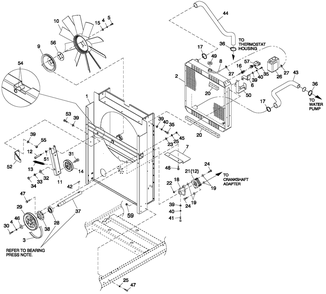 C2 Cooling Sytem And Fan Drive Diagram and Parts List for QT02524ANNNA (5555295 - 5614645)(2009) Generac Generator