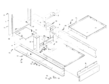 Mounting Base Diagram and Parts List for 1008-C  Generac Welder