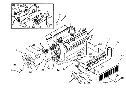 Engine Parts - Drawing 1 Diagram and Parts List for 4080-0  Generac Generator