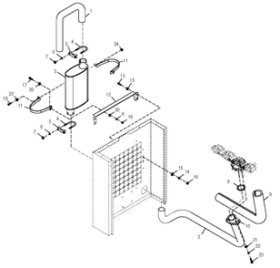 Muffler Diagram and Parts List for 0050990 (1305V02725 - 3205V03307)(2014) Generac Generator