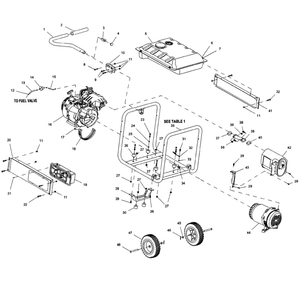 Frame Assembly Diagram and Parts List for 5943-0  Generac Generator