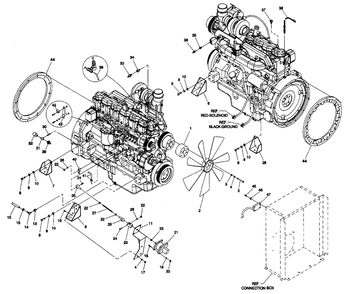 Engine Common Parts Diagram and Parts List for 4364-1  Generac Generator