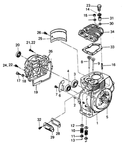 Cylinder Block Diagram and Parts List for 6895-0  Generac Generator