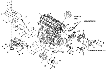 Engine Common Parts 2.4l G2 45kw Diagram and Parts List for ET04524ANSX (7143448 - 9277352)(2014) Generac Generator