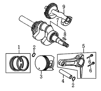 Crankshaft And Piston Diagram and Parts List for 0059451 (7442620A - 8094139A)(2013) Generac Generator