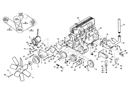 Engine Parts (Part 1) Diagram and Parts List for 1009-A  Generac Welder