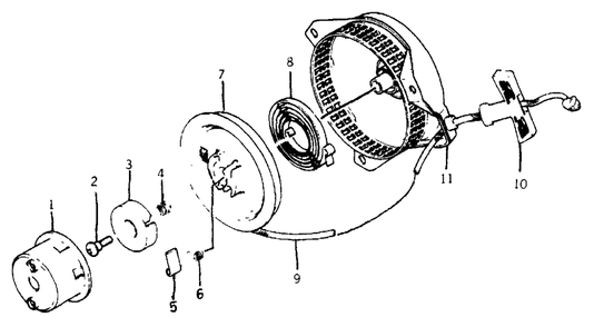 Recoil Starter Diagram and Parts List for G1600 (8835-0)(8835-0) Generac Generator