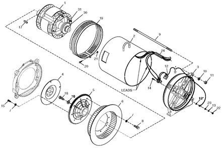 Alternator Diagram and Parts List for 0049930 (3804746 - 3990828)(2004) Generac Generator