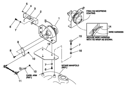 Governor Assembly Diagram and Parts List for 0052100 (4322171 - 4334594)(2006) Generac Generator