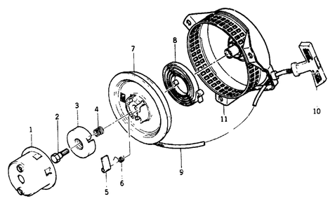 Recoil Starter Diagram and Parts List for G1000 (8834-0)(8834-0) Generac Generator
