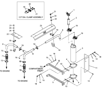 4.3l Exhaust Diagram and Parts List for 0047490 (3650293 - 3651545)(2002) Generac Generator