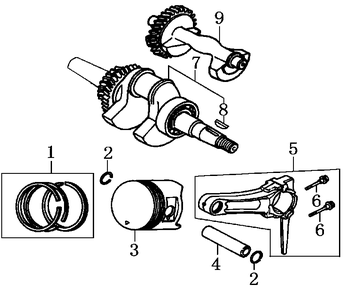 Crankshaft And Piston Diagram and Parts List for 0064260 (7654562A - 7654563A)(2012) Generac Generator