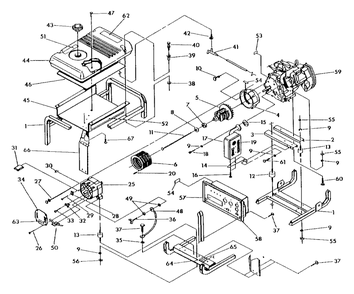 Cradle And Generator (10/95) Diagram and Parts List for 9885-0 (Rev 0)(1995-07) Generac Generator
