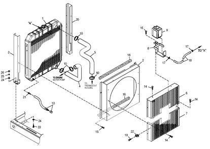 Radiator Diagram and Parts List for 0049920 (3824977 - 4104345)(2007) Generac Generator