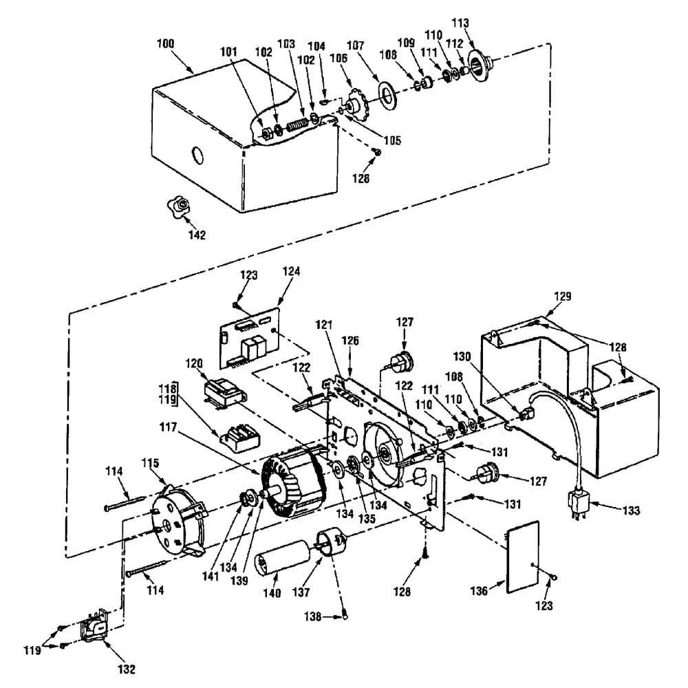 Motor Assy Diagram and Parts List for G2500  Genie Garage Door Opener